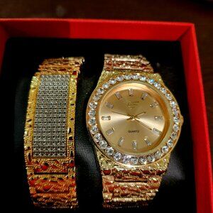 Techno pave watch and bracelet.
